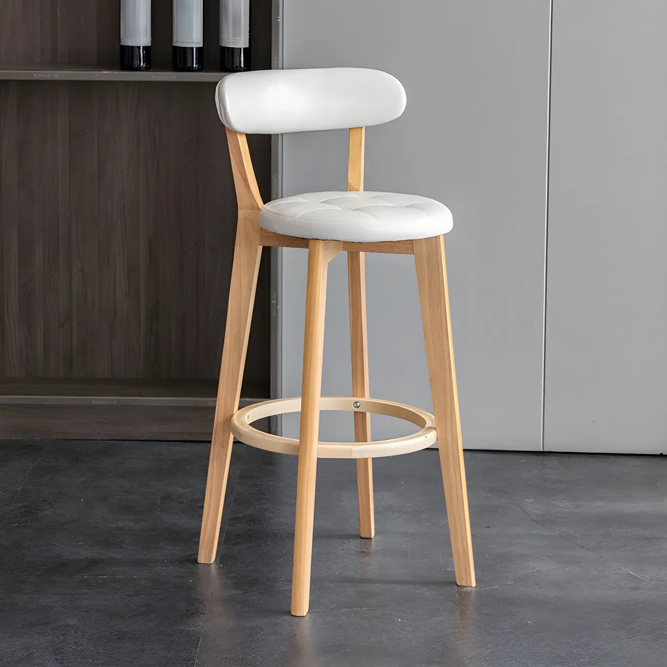 Round Adjustable Faux Leather Low Back Bar Stools Image - 2 | homeyfad