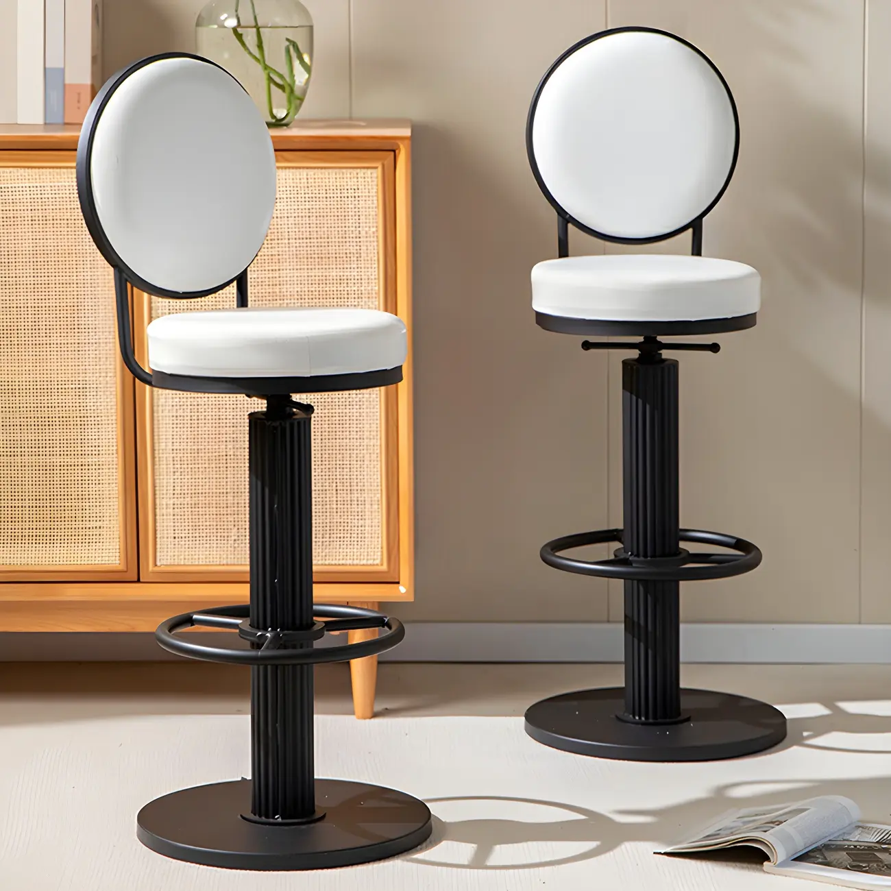 Modern Metal Swivel Bar Stools with Back for Home Bar Image - 1 | homeyfad