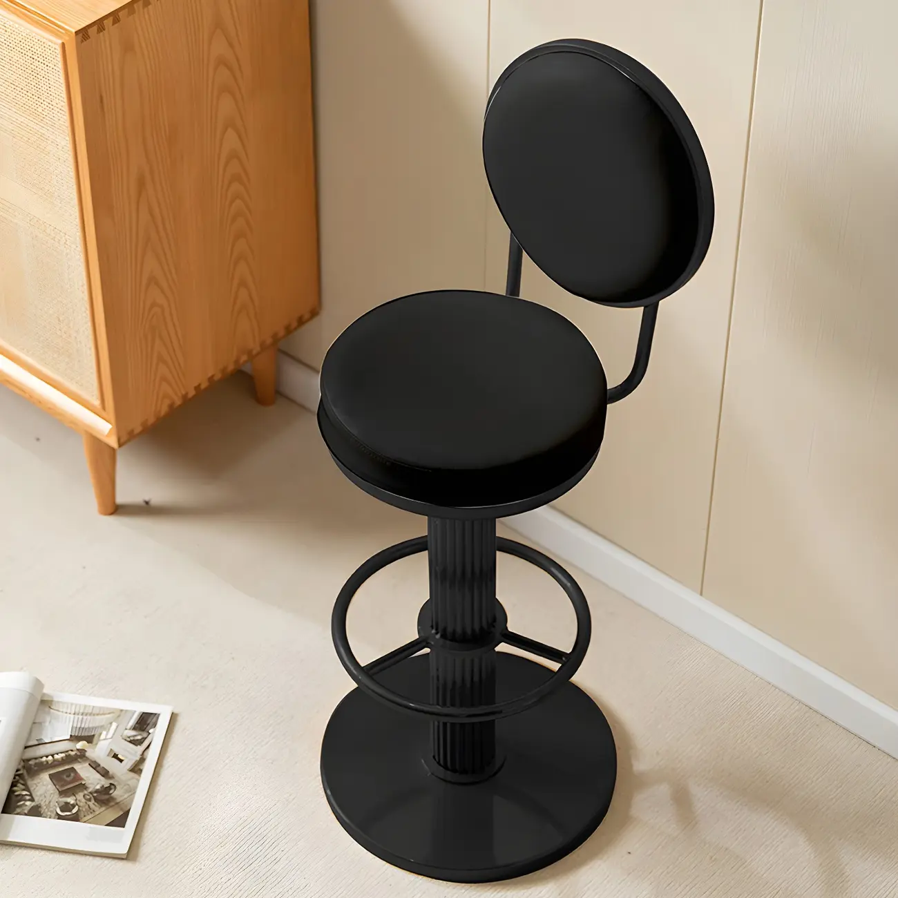 Modern Metal Swivel Bar Stools with Back for Home Bar Image - 7 | homeyfad