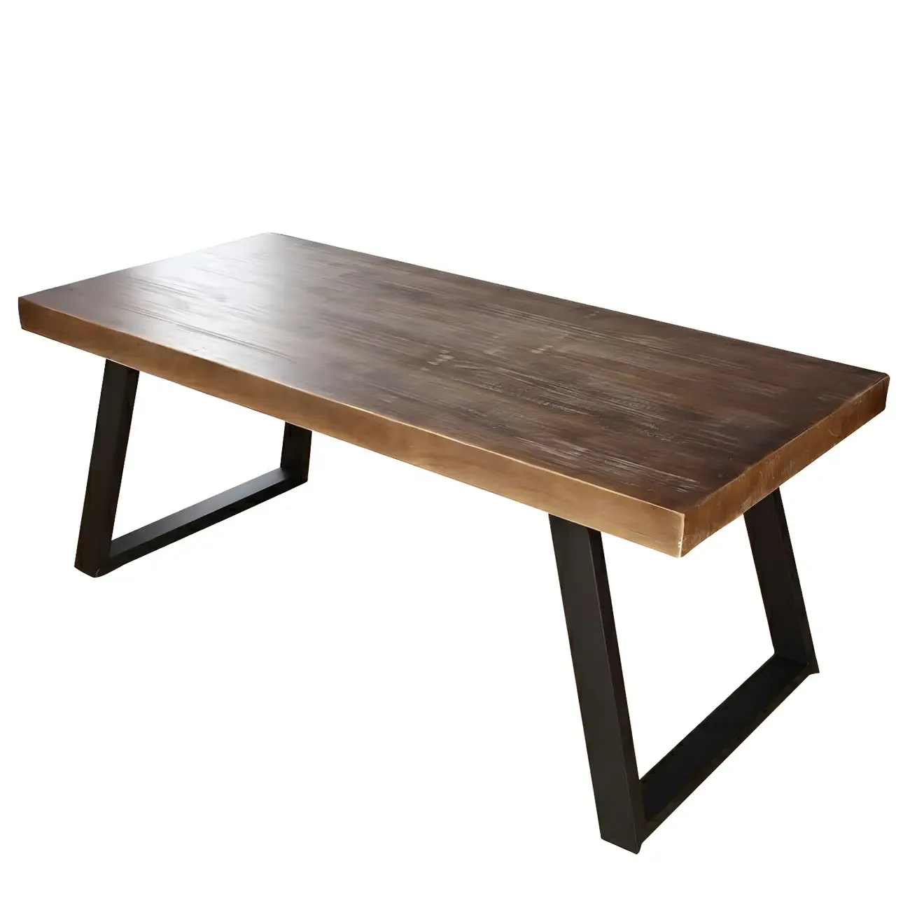Industrial Wooden Writing Desk with Metal Sled Legs for Office Image - 5
