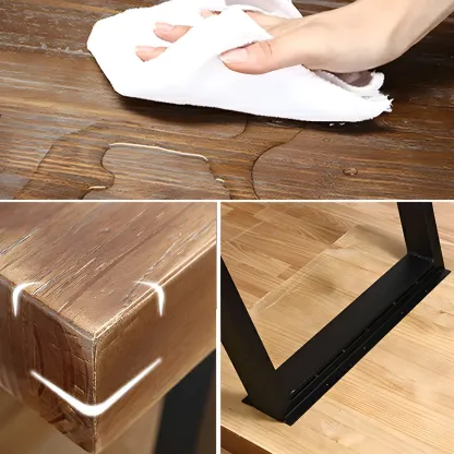 Industrial Wooden Writing Desk with Metal Sled Legs for Office Image - 6