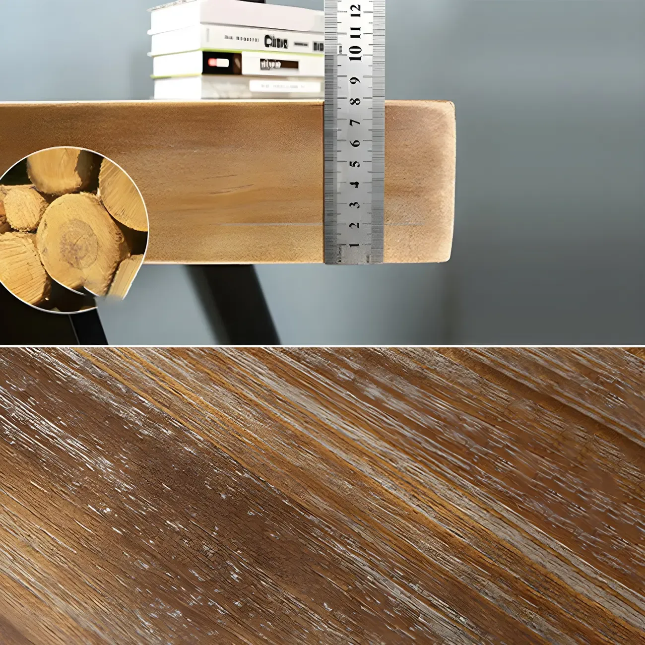 Industrial Wooden Writing Desk with Metal Sled Legs for Office Image - 7