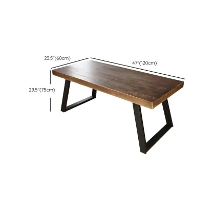 Industrial Wooden Writing Desk with Metal Sled Legs for Office #size