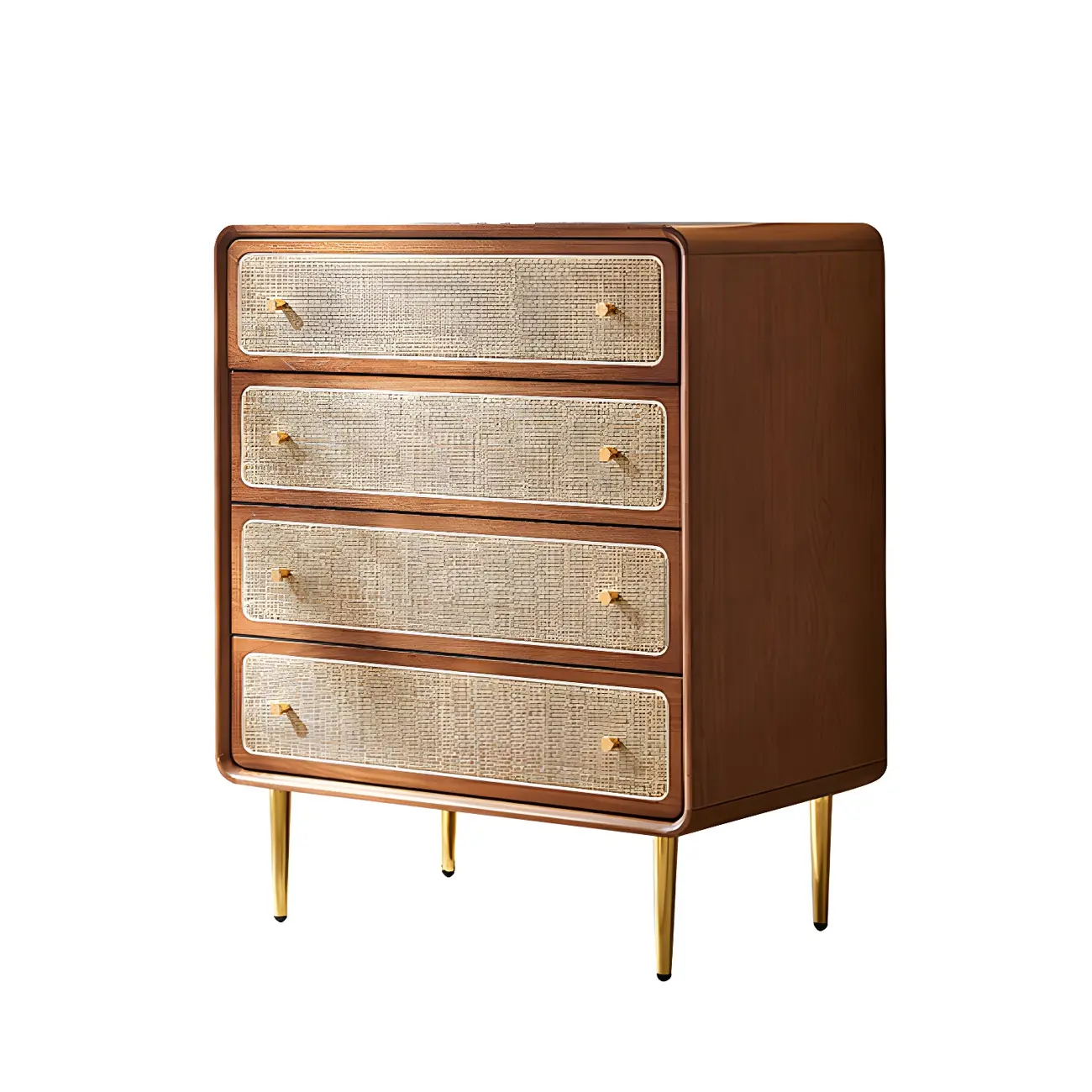 Elegant Natural Wooden Dresser with 4-Drawers for Home Image - 10 | homeyfad