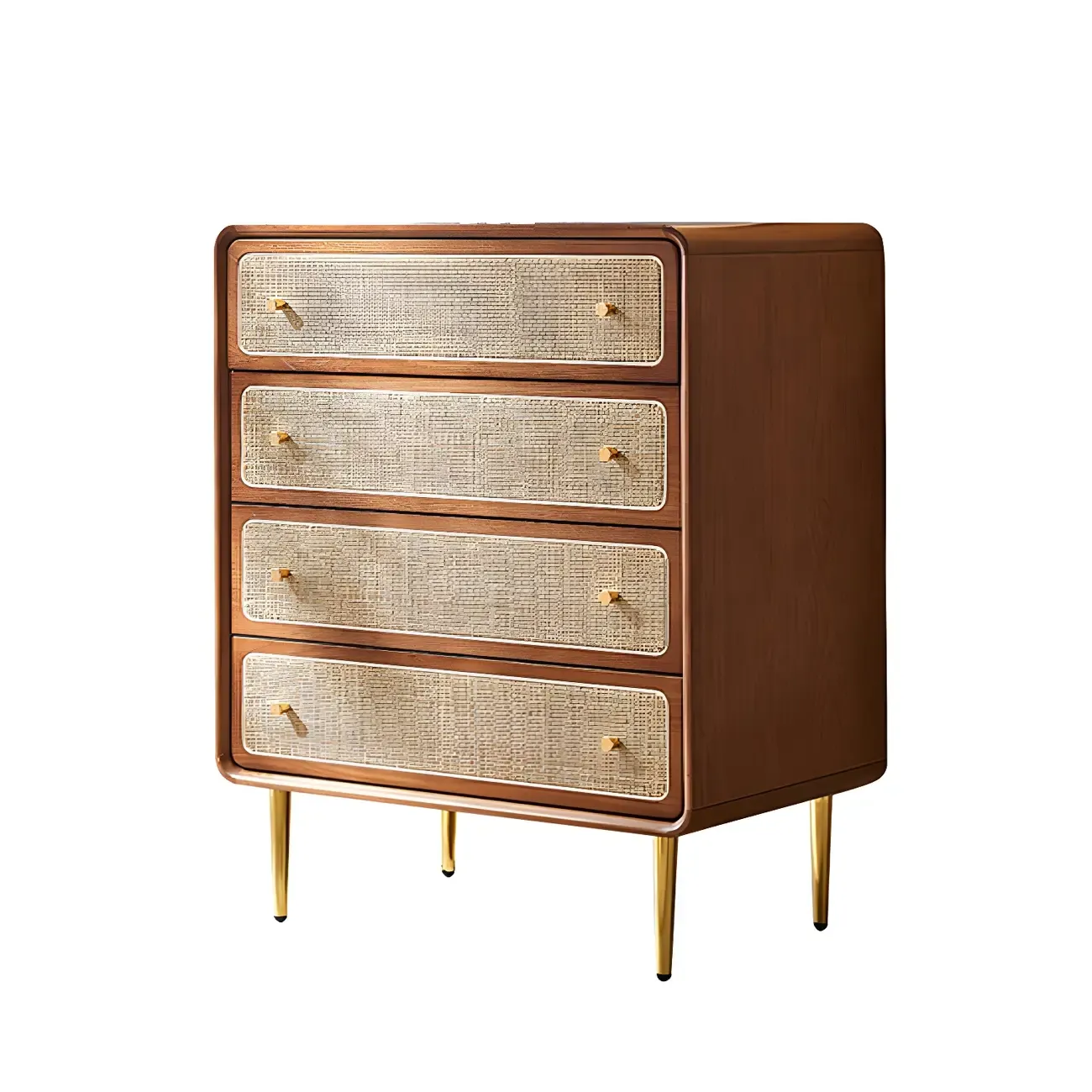 Elegant Natural Wooden Dresser with 4-Drawers for Home Image - 10