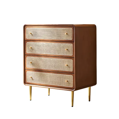 Elegant Natural Wooden Dresser with 4-Drawers for Home Image - 10