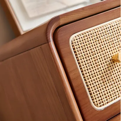Elegant Natural Wooden Dresser with 4-Drawers for Home Image - 16