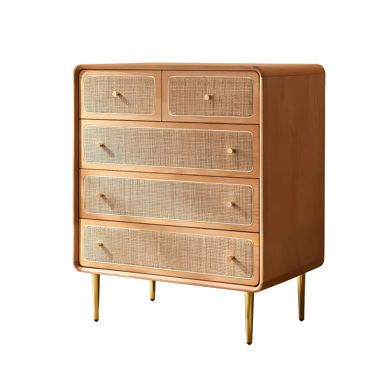 Elegant Natural Wooden Dresser with 4-Drawers for Home Image - 19 | homeyfad