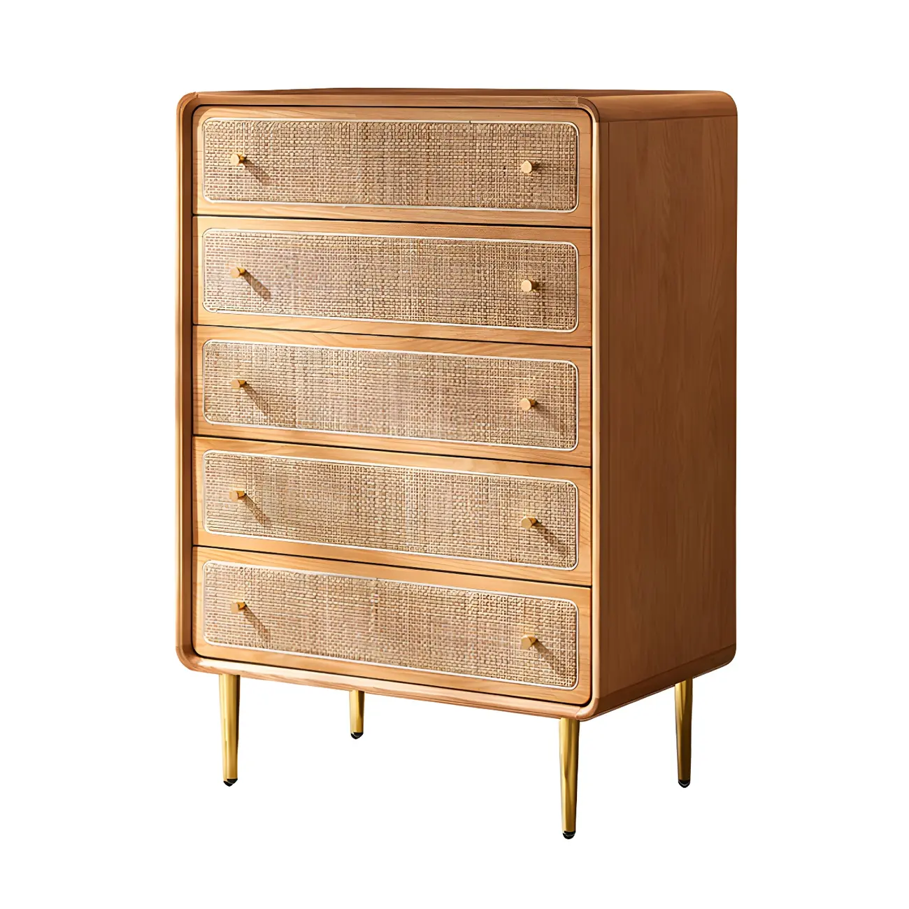 Elegant Natural Wooden Dresser with 4-Drawers for Home Image - 20 | homeyfad