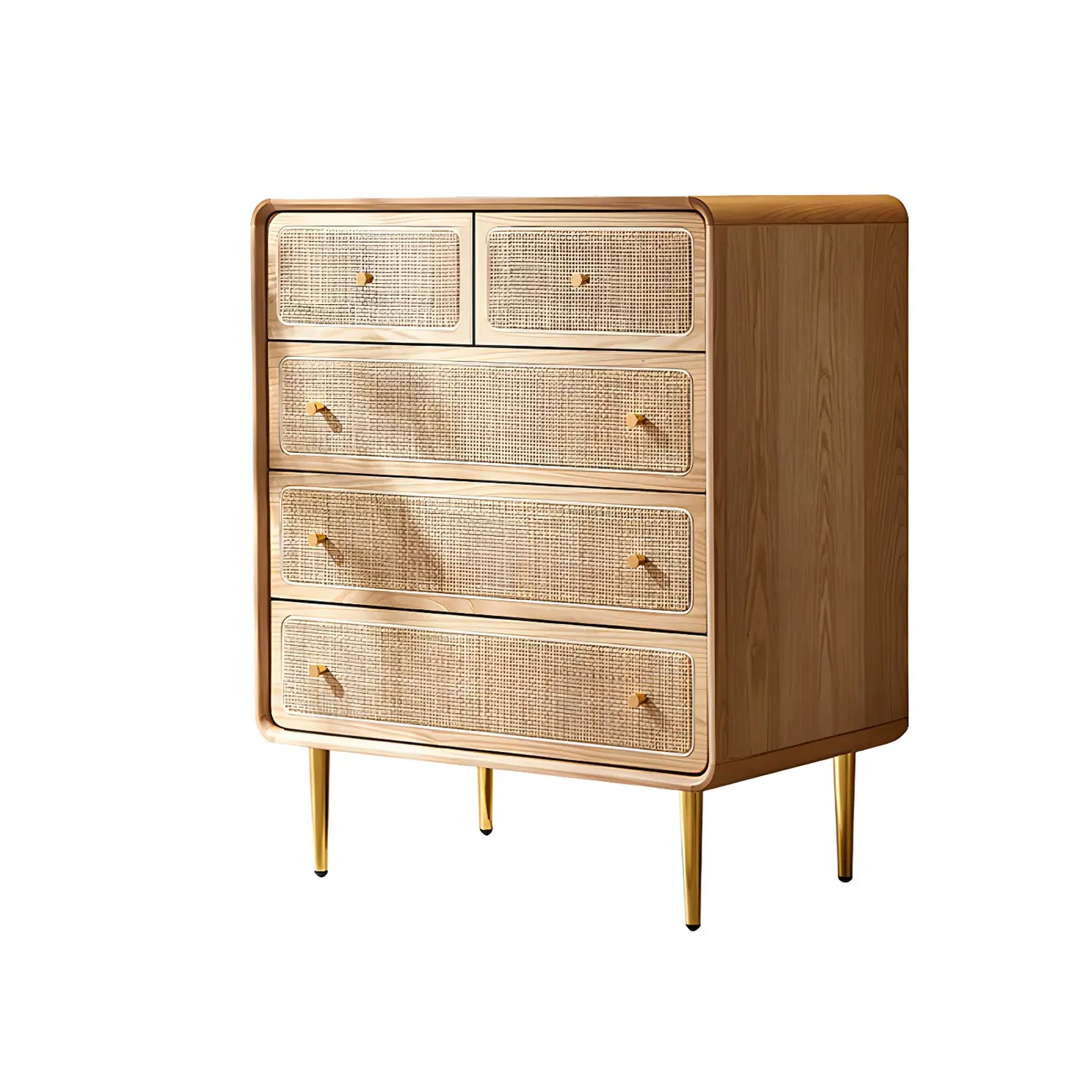 Elegant Natural Wooden Dresser with 4-Drawers for Home Image - 22 | homeyfad