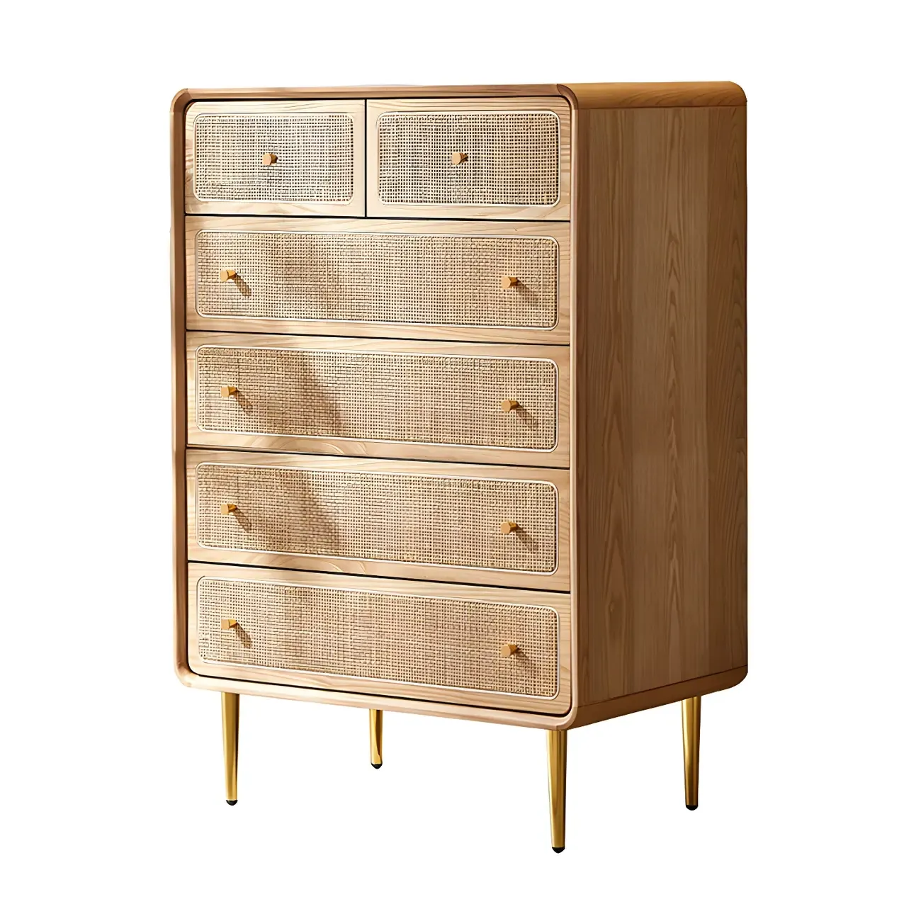 Elegant Natural Wooden Dresser with 4-Drawers for Home - HomeyFad