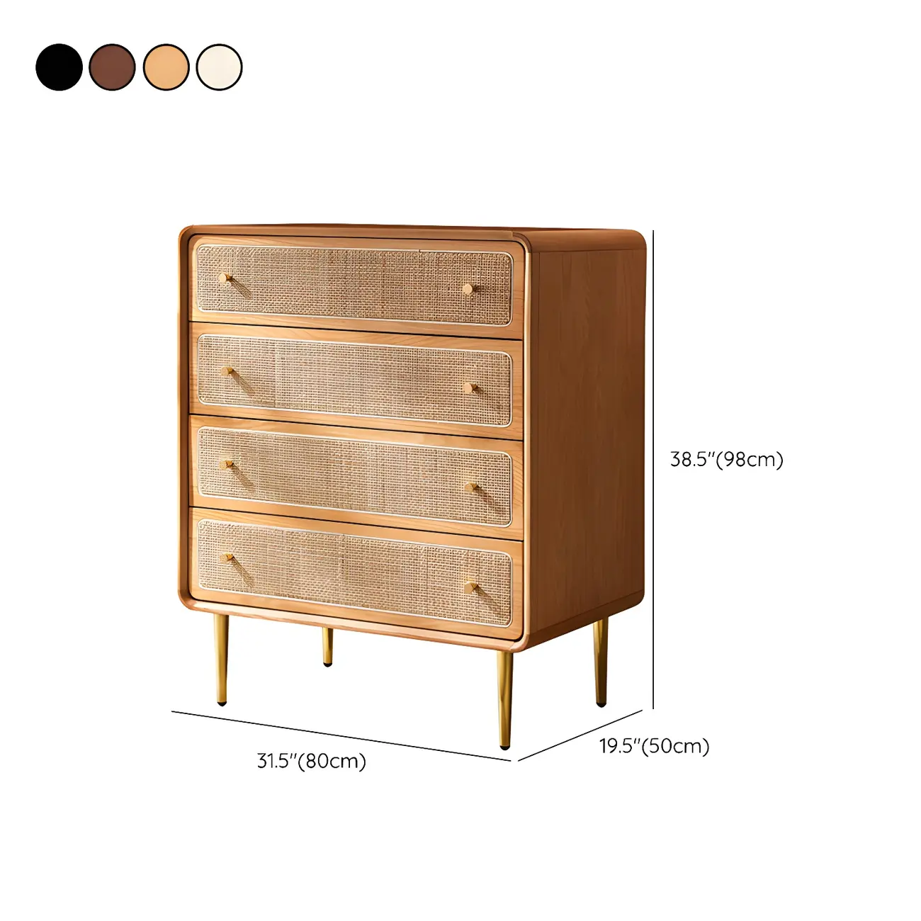 Elegant Natural Wooden Dresser with 4-Drawers for Home #size | homeyfad