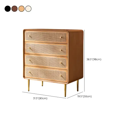 Elegant Natural Wooden Dresser with 4-Drawers for Home #size