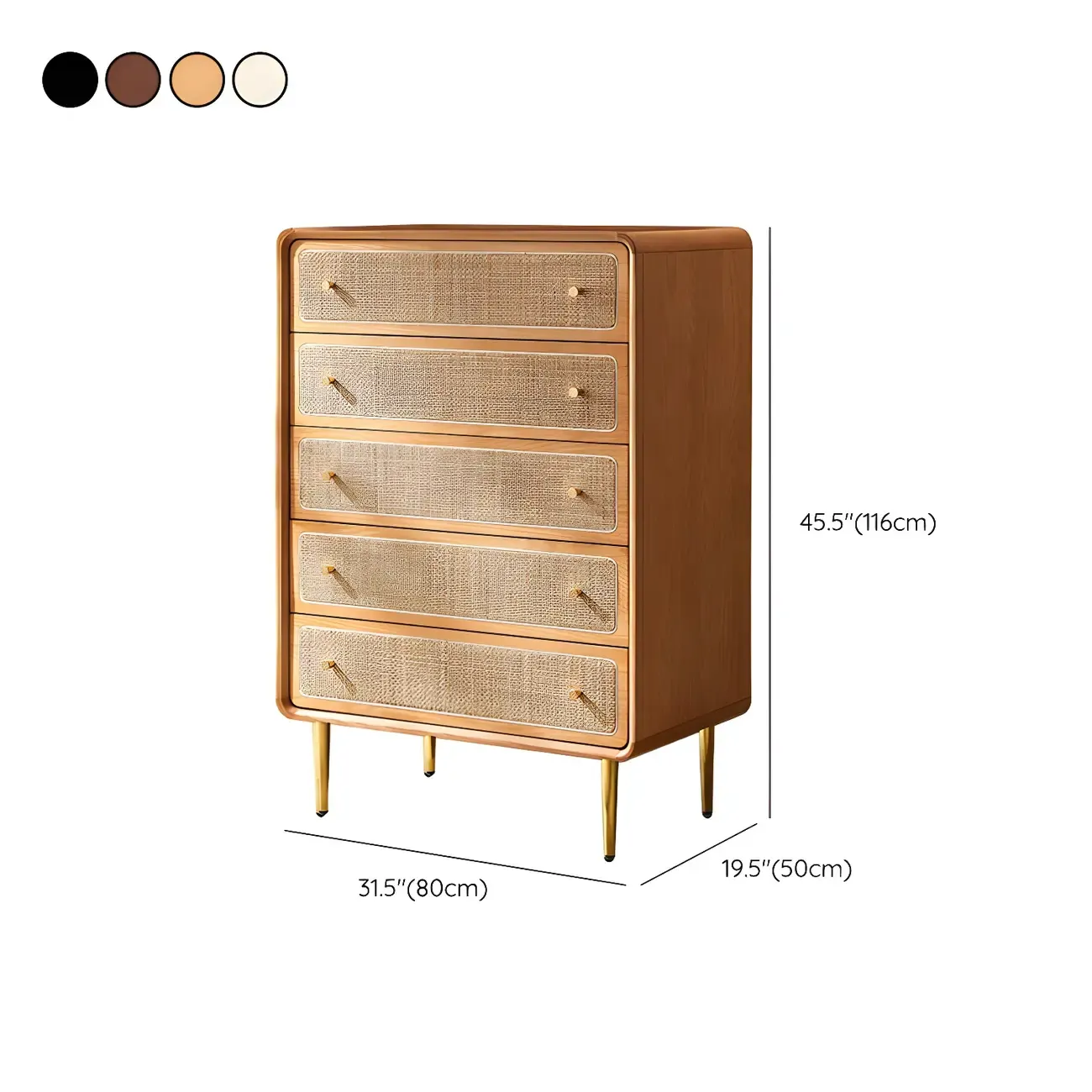 Elegant Natural Wooden Dresser with 4-Drawers for Home Image - 27