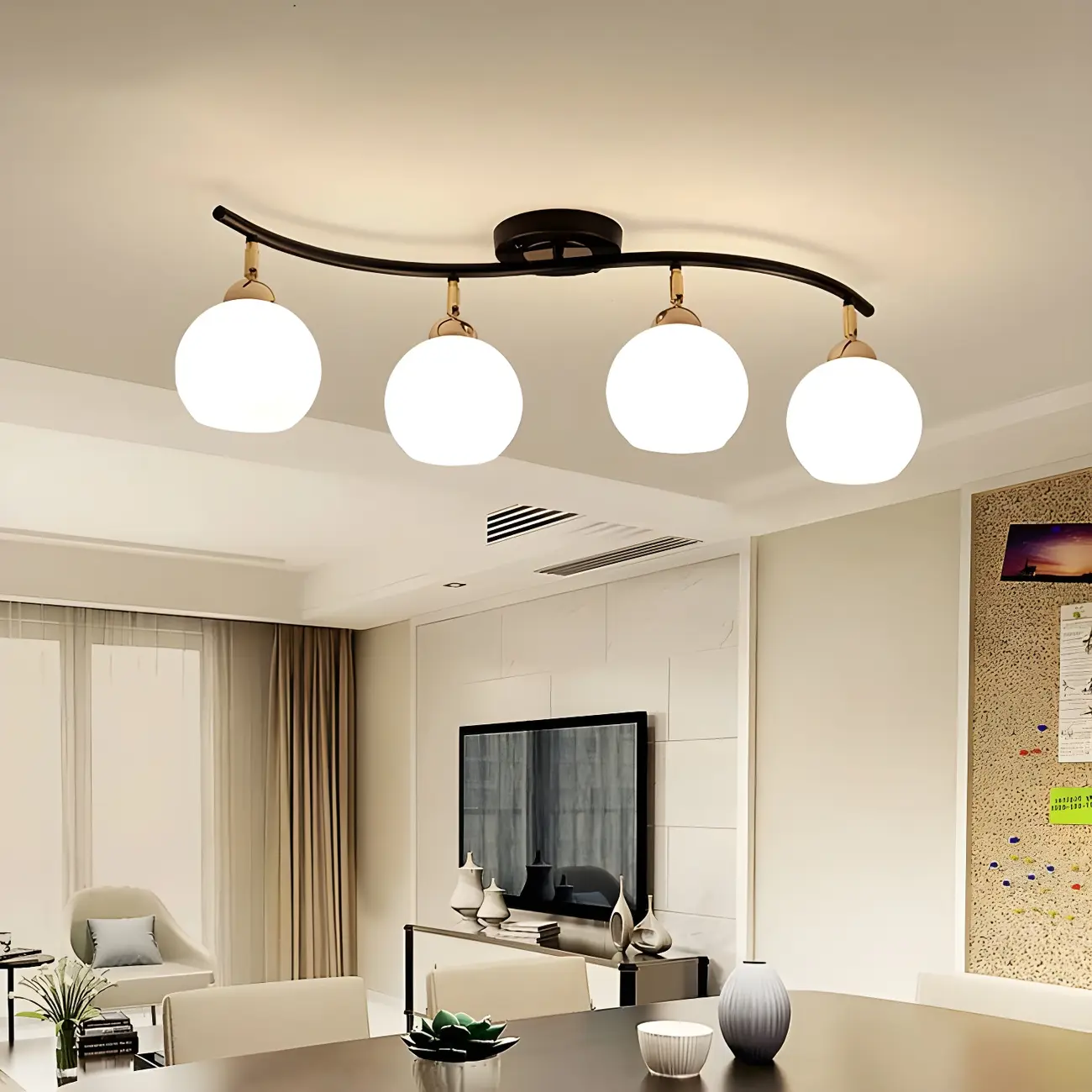 Modern LED Glass Globe Semi-Flush Ceiling Light for Bedroom Image - 1 | homeyfad