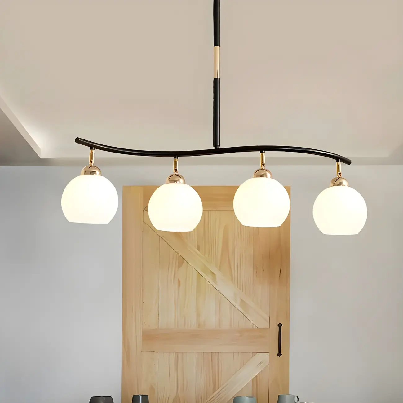 Modern LED Glass Globe Semi-Flush Ceiling Light for Bedroom Image - 4 | homeyfad