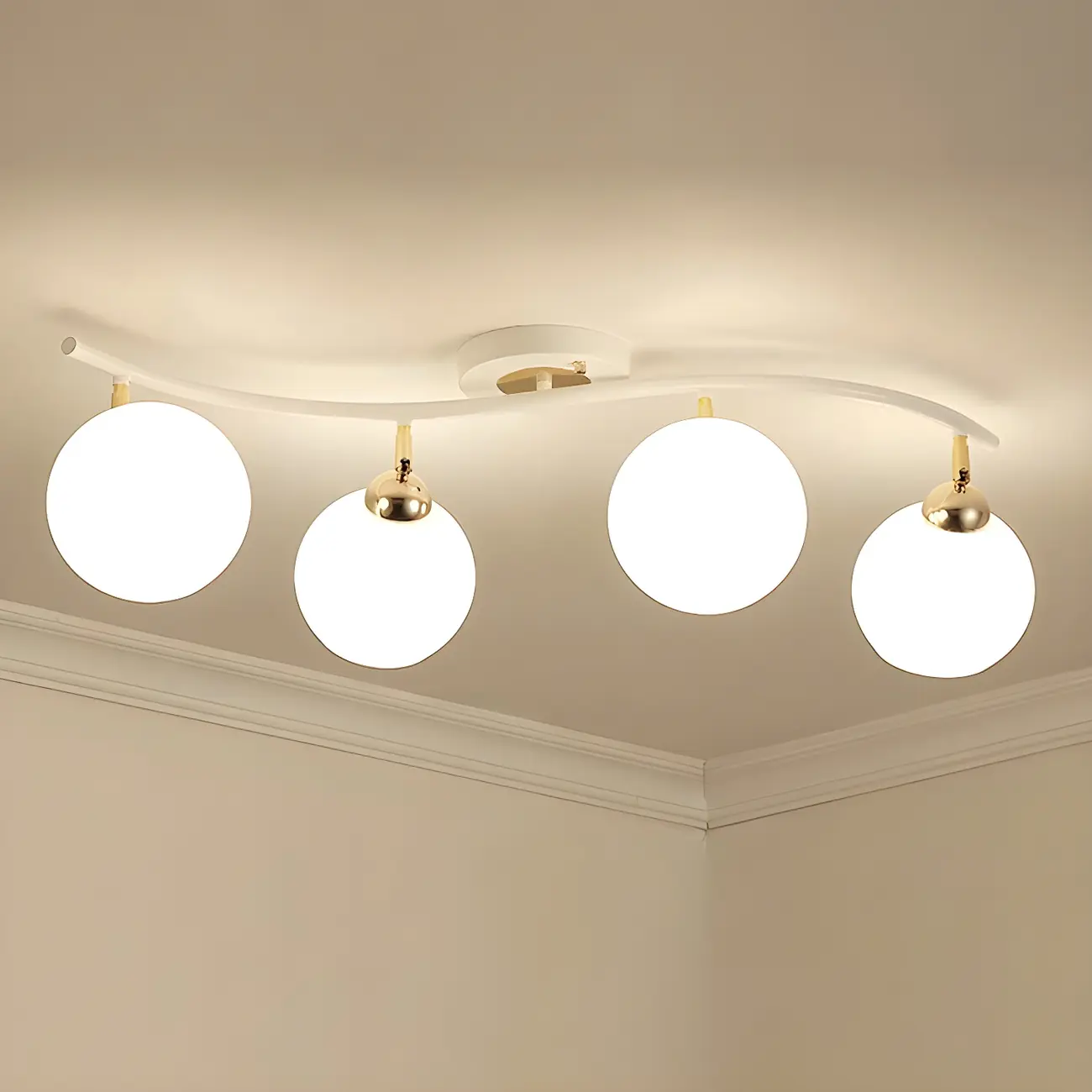 Modern LED Glass Globe Semi-Flush Ceiling Light for Bedroom Image - 6 | homeyfad