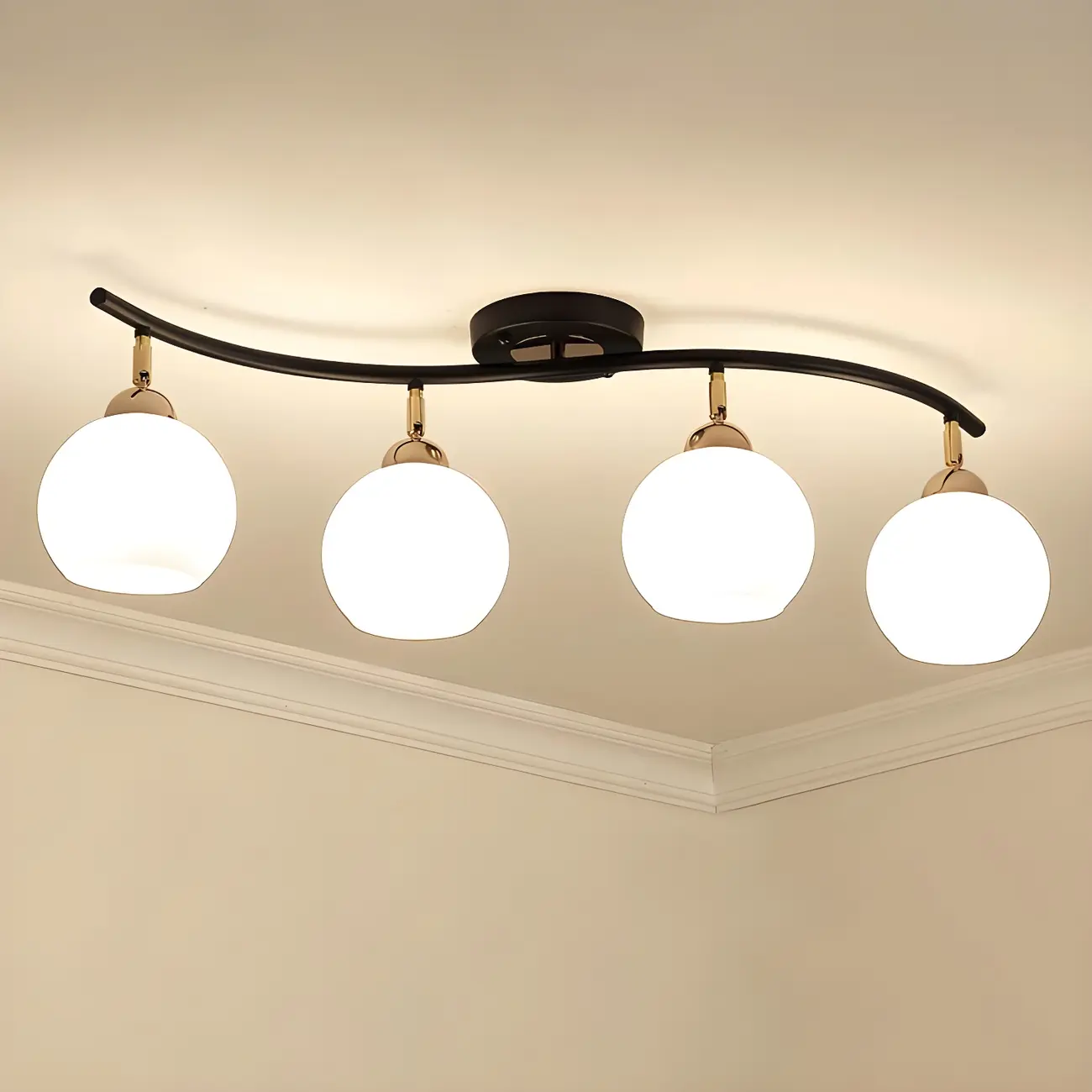 Modern LED Glass Globe Semi-Flush Ceiling Light for Bedroom Image - 5 | homeyfad