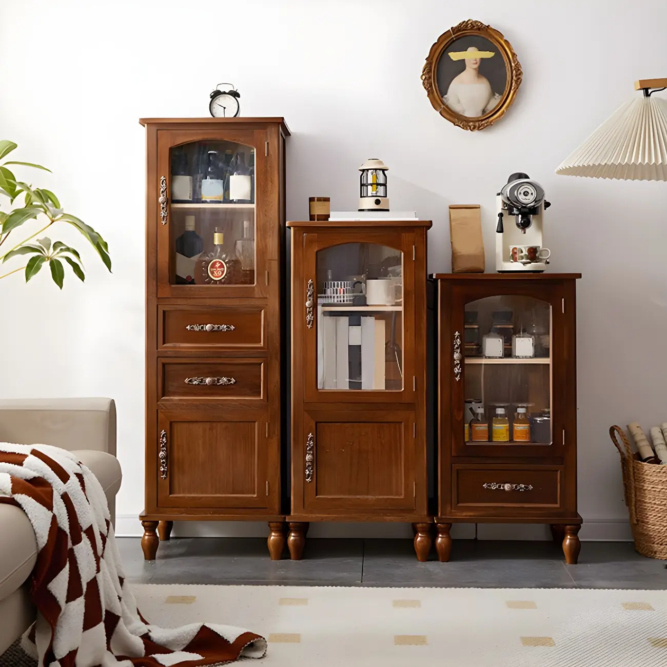 Wooden Antique Narrow Display Cabinet for Home Decor Image - 1 | homeyfad