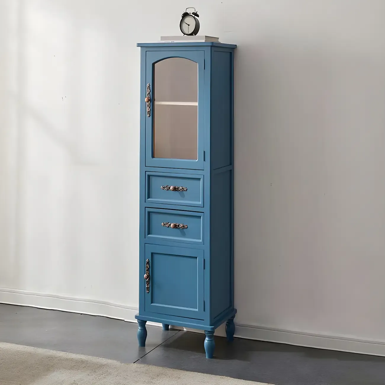 Wooden Antique Narrow Display Cabinet for Home Decor Image - 7