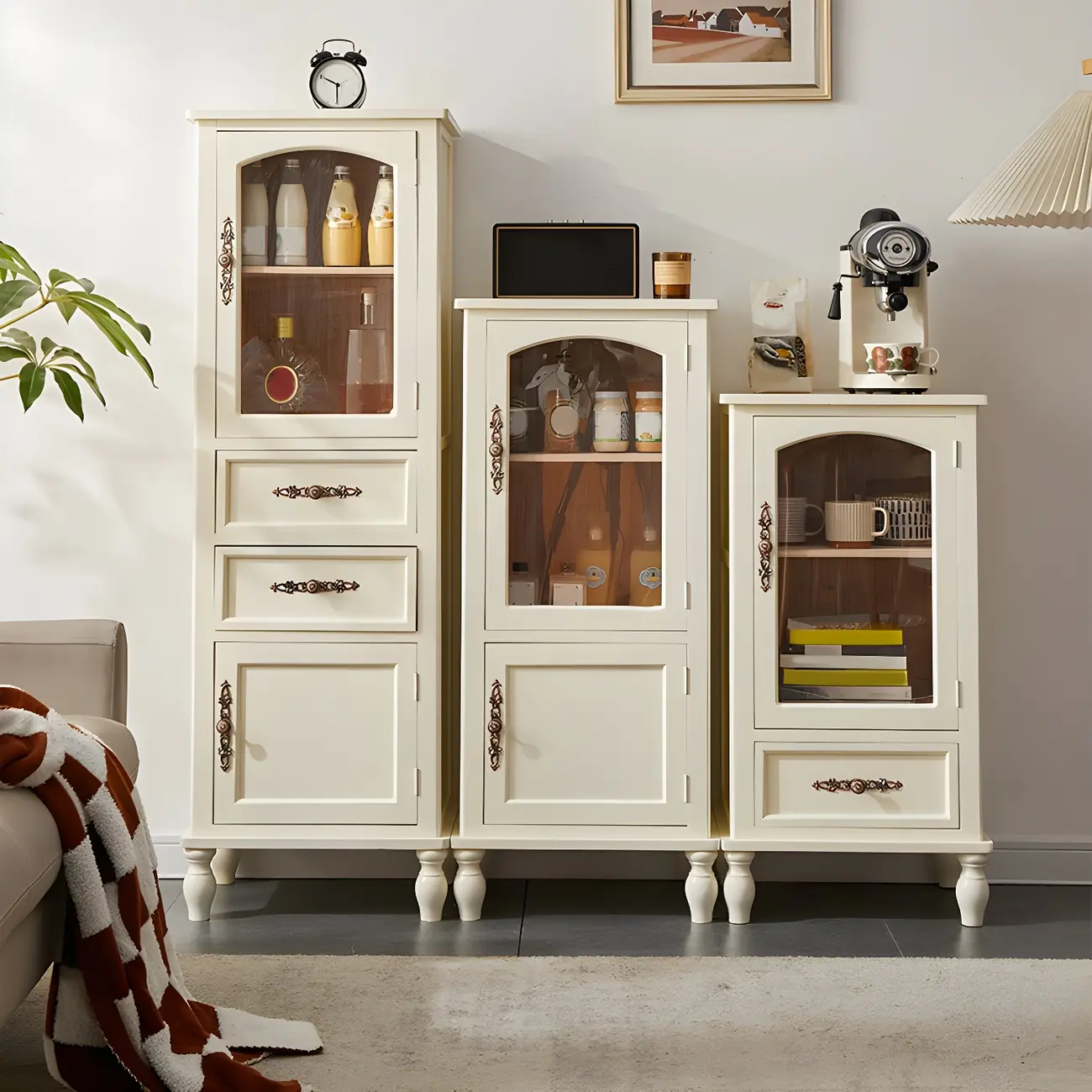 Wooden Antique Narrow Display Cabinet for Home Decor Image - 8 | homeyfad