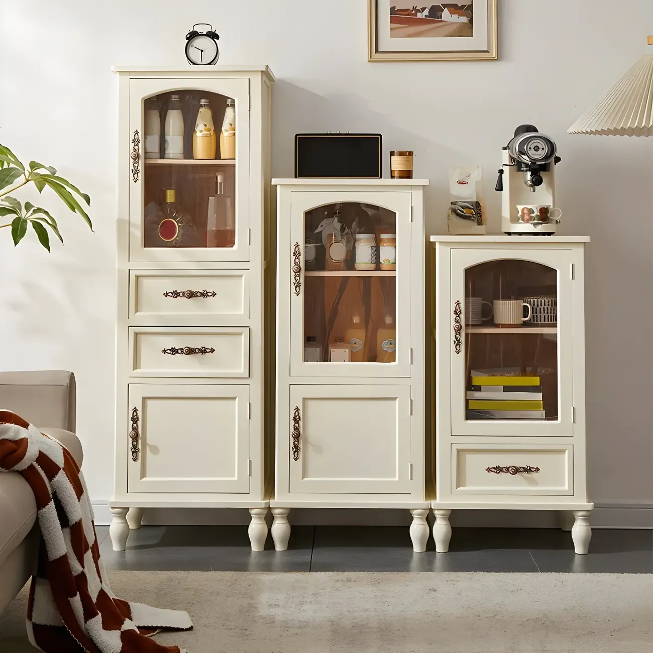 Wooden Antique Narrow Display Cabinet for Home Decor Image - 8