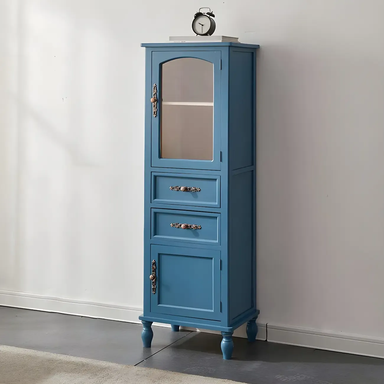 Wooden Antique Narrow Display Cabinet for Home Decor Image - 10