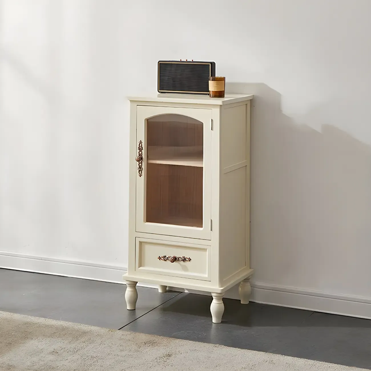 Wooden Antique Narrow Display Cabinet for Home Decor Image - 12