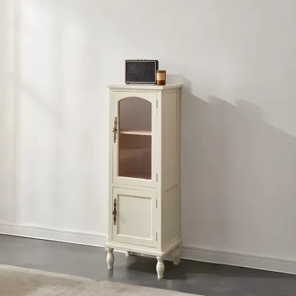 Wooden Antique Narrow Display Cabinet for Home Decor Image - 13