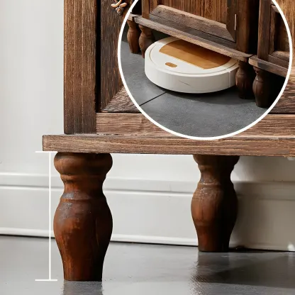 Wooden Antique Narrow Display Cabinet for Home Decor Image - 14