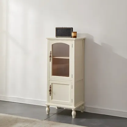 Wooden Antique Narrow Display Cabinet for Home Decor Image - 16