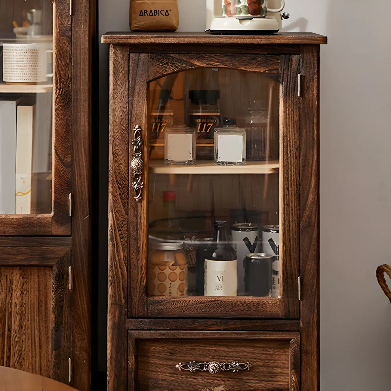 Wooden Antique Narrow Display Cabinet for Home Decor Image - 17 | homeyfad