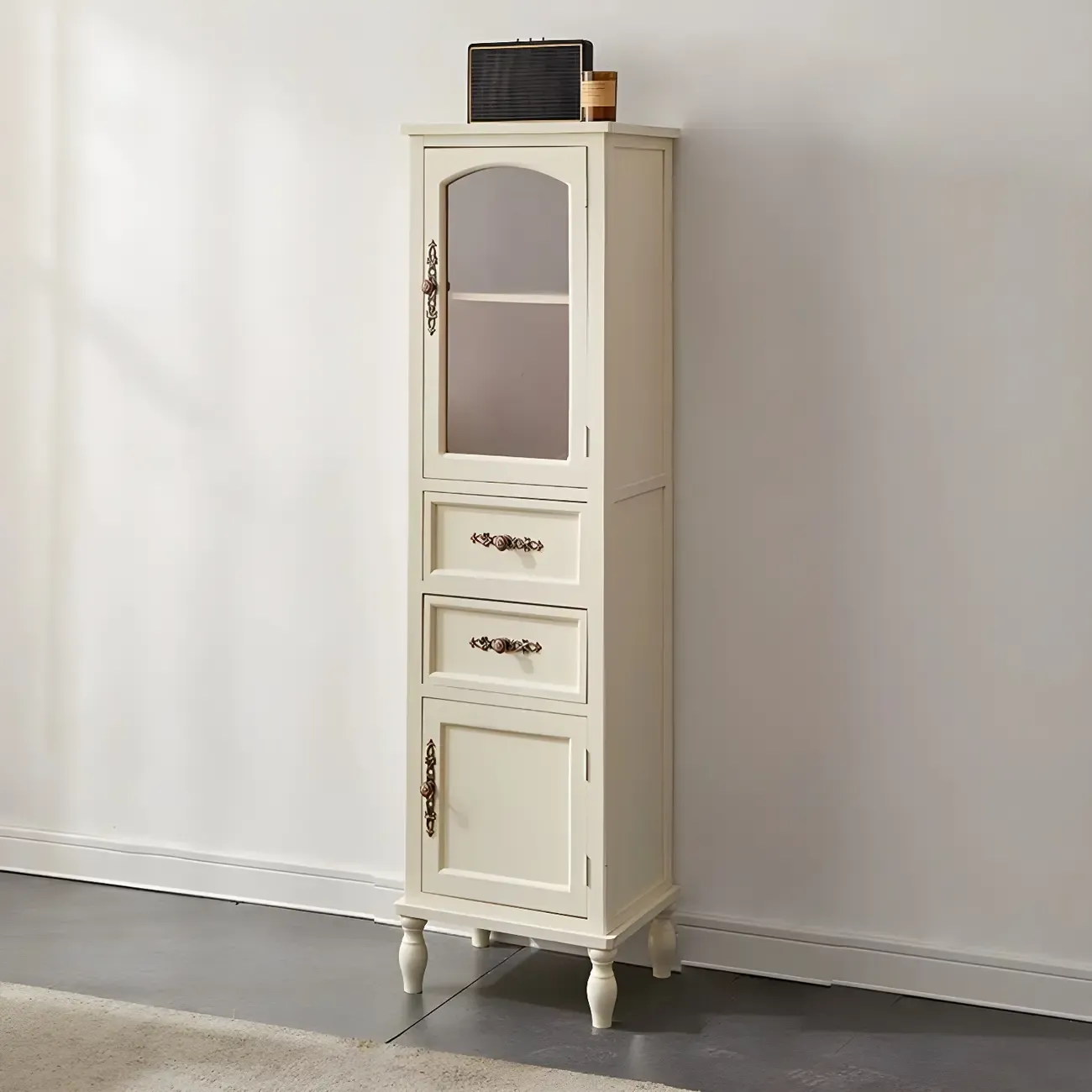 Wooden Antique Narrow Display Cabinet for Home Decor Image - 18