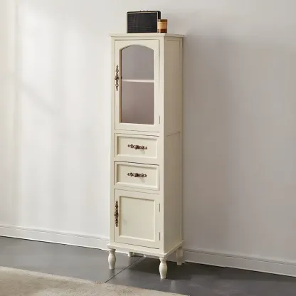 Wooden Antique Narrow Display Cabinet for Home Decor Image - 18