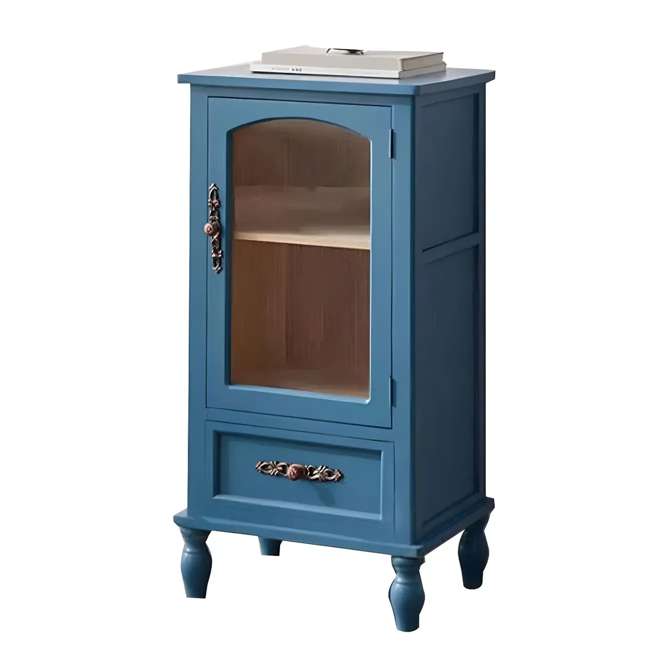 Wooden Antique Narrow Display Cabinet for Home Decor Image - 19