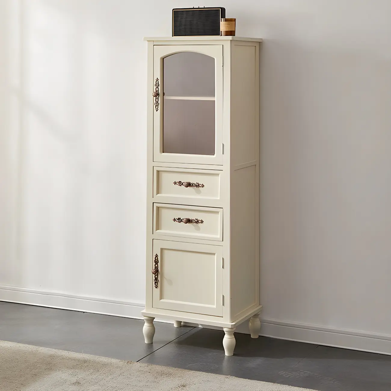 Wooden Antique Narrow Display Cabinet for Home Decor Image - 20 | homeyfad