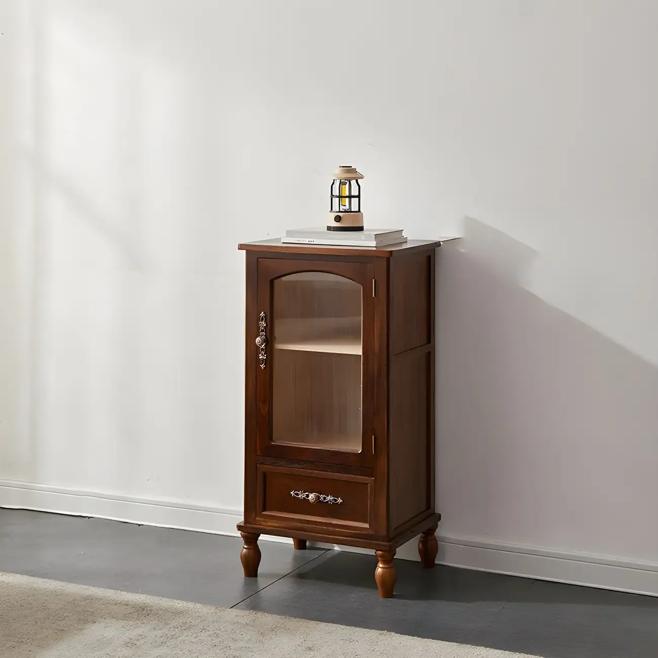 Wooden Antique Narrow Display Cabinet for Home Decor Image - 21