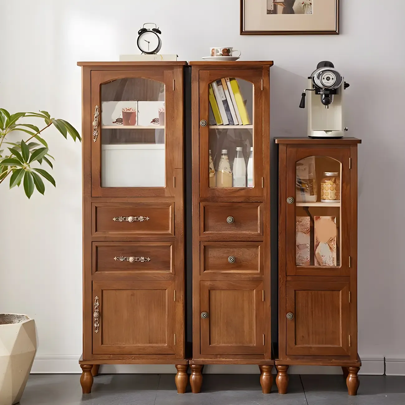 Wooden Antique Narrow Display Cabinet for Home Decor Image - 22