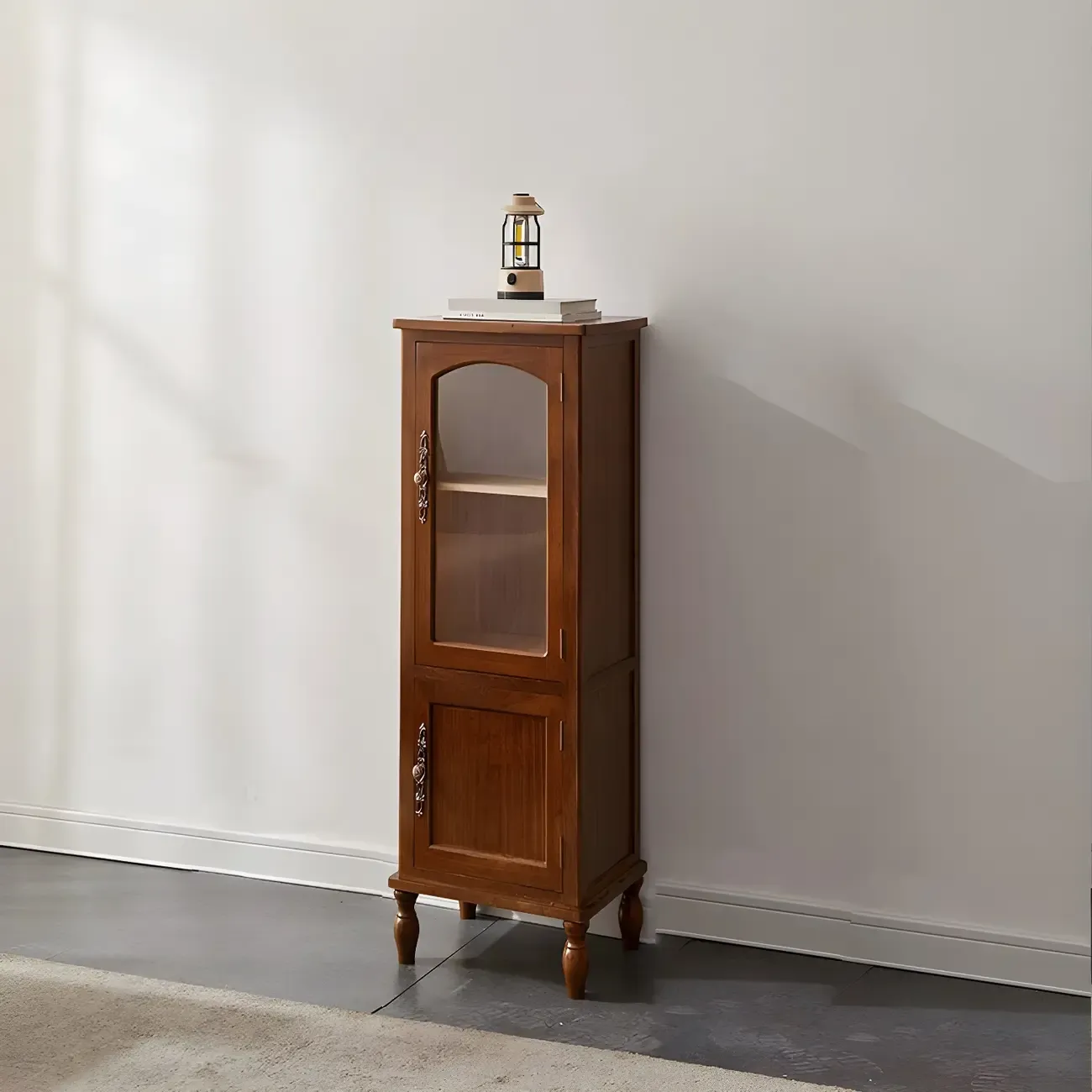 Wooden Antique Narrow Display Cabinet for Home Decor Image - 24