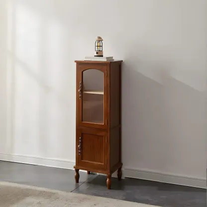 Wooden Antique Narrow Display Cabinet for Home Decor Image - 24