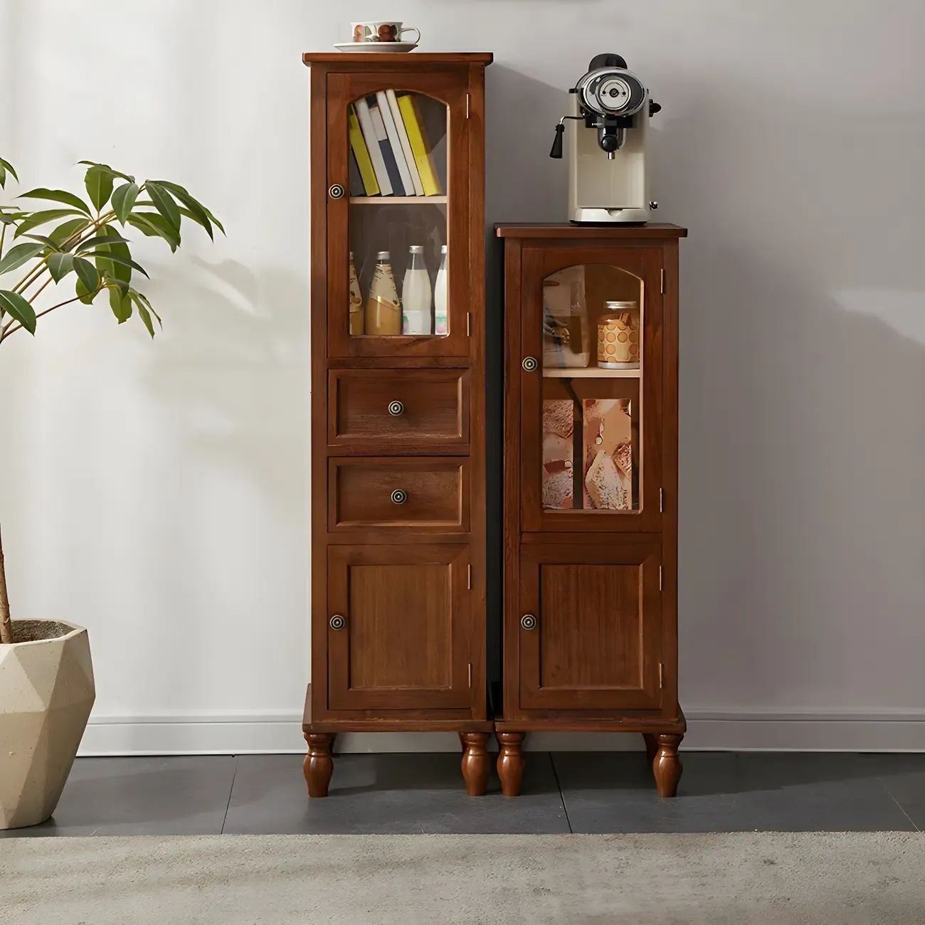 Wooden Antique Narrow Display Cabinet for Home Decor Image - 25