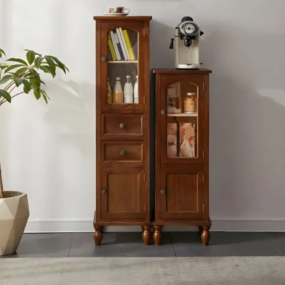 Wooden Antique Narrow Display Cabinet for Home Decor Image - 25