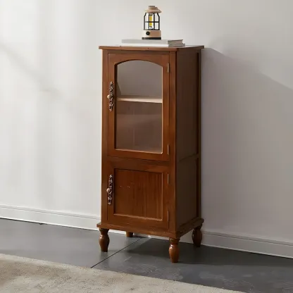 Wooden Antique Narrow Display Cabinet for Home Decor Image - 26