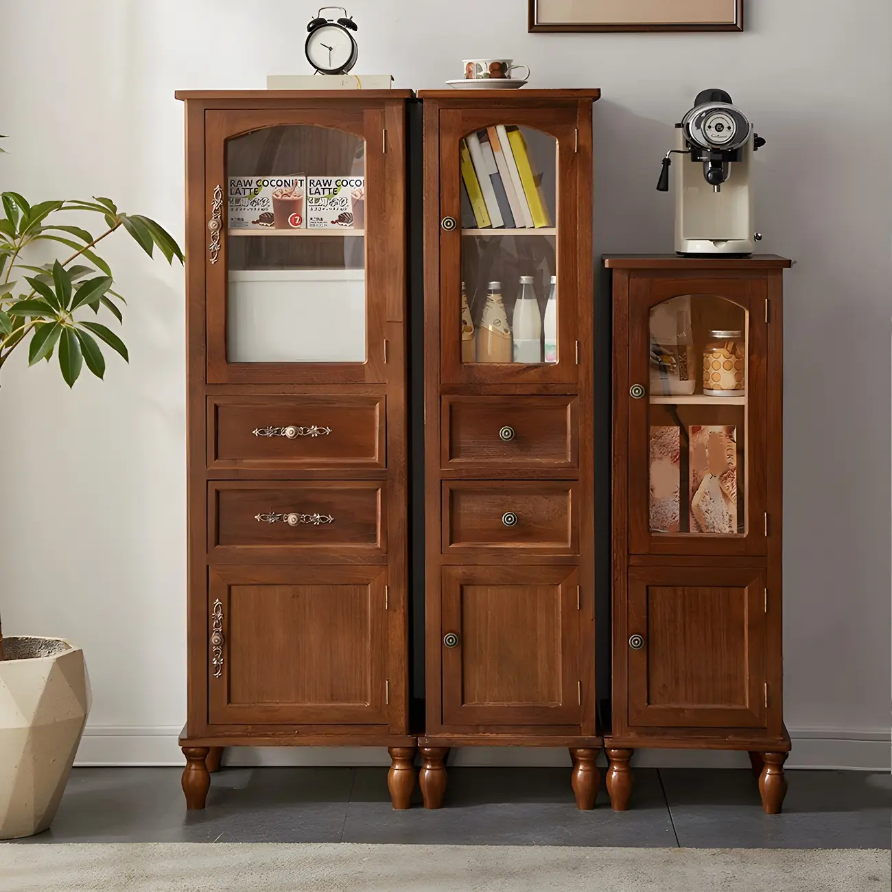 Wooden Antique Narrow Display Cabinet for Home Decor Image - 29 | homeyfad