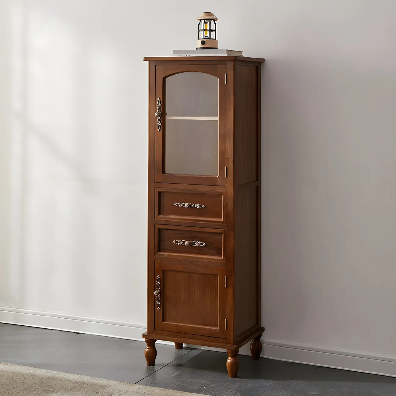 Wooden Antique Narrow Display Cabinet for Home Decor Image - 30 | homeyfad