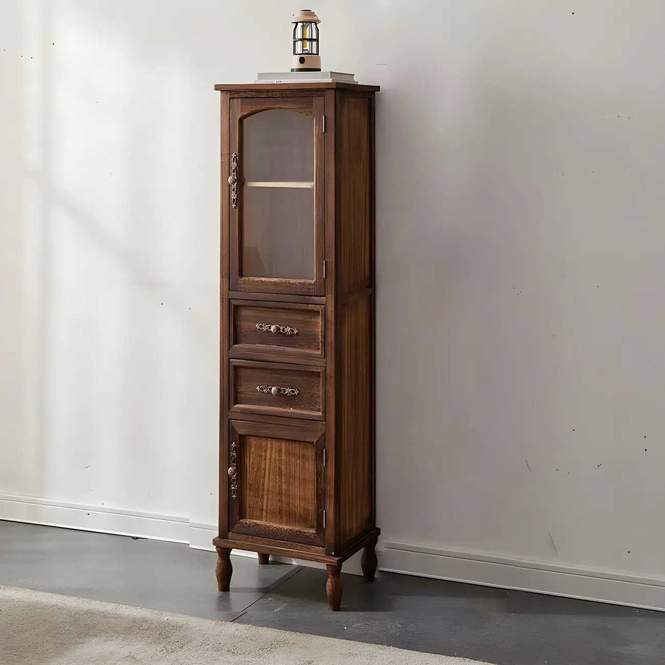 Wooden Antique Narrow Display Cabinet for Home Decor Image - 34 | homeyfad