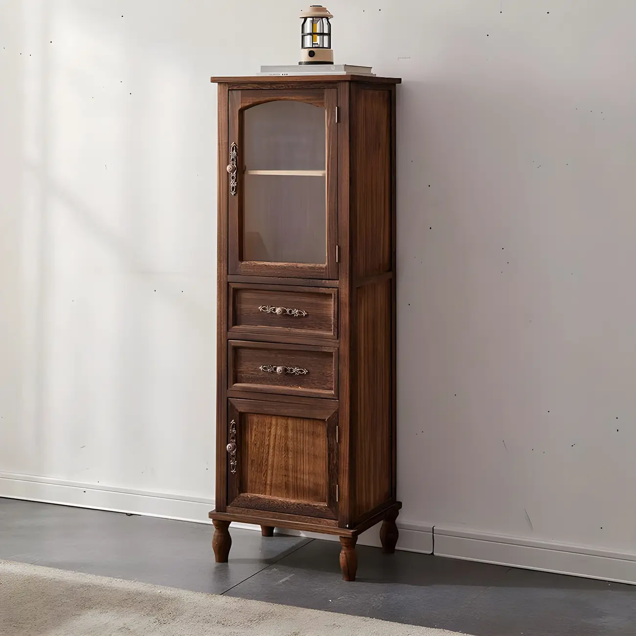 Wooden Antique Narrow Display Cabinet for Home Decor Image - 35 | homeyfad