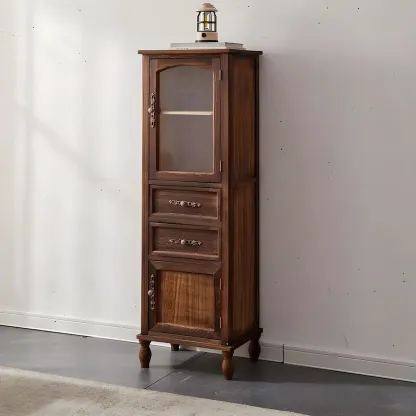 Wooden Antique Narrow Display Cabinet for Home Decor Image - 35