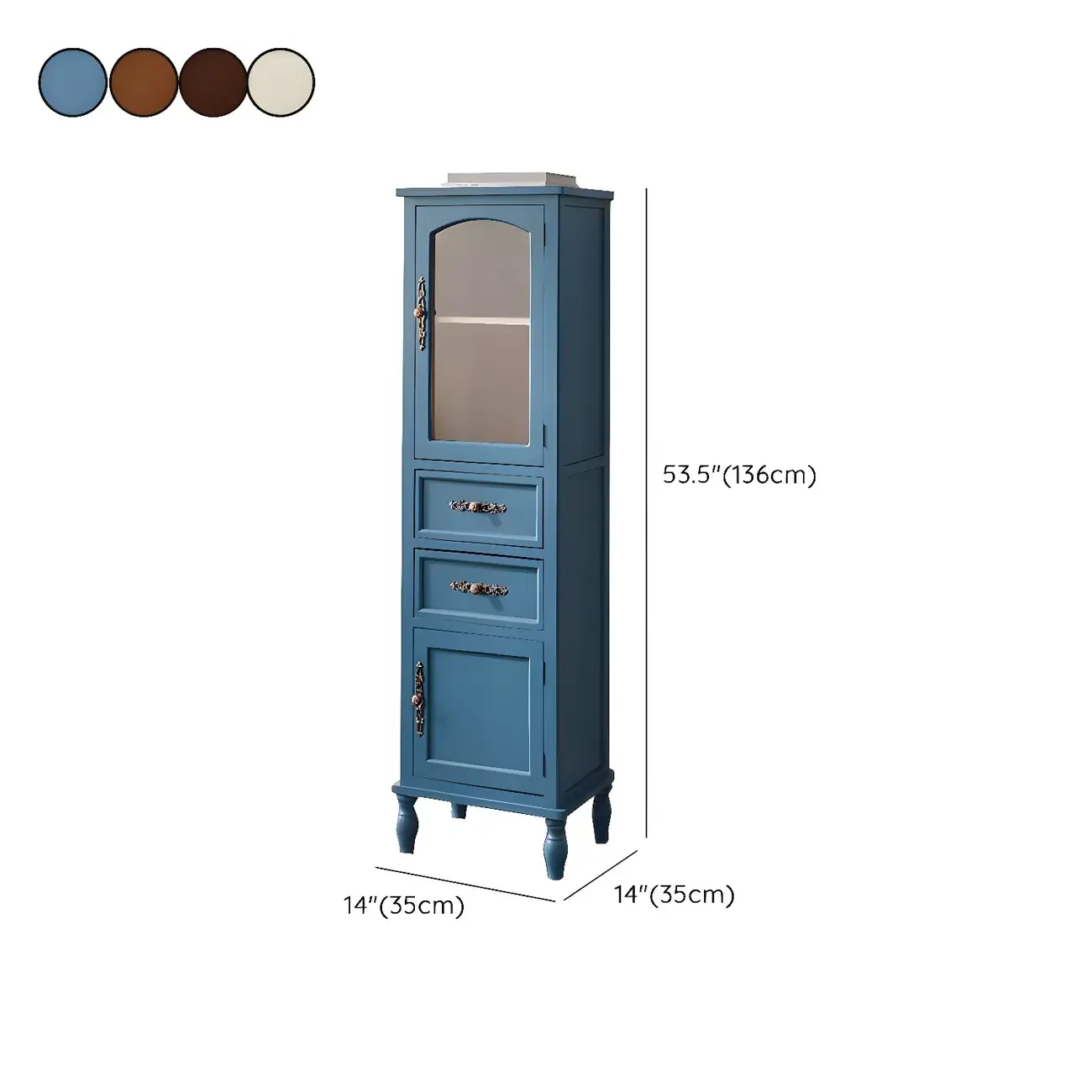 Wooden Antique Narrow Display Cabinet for Home Decor Image - 37