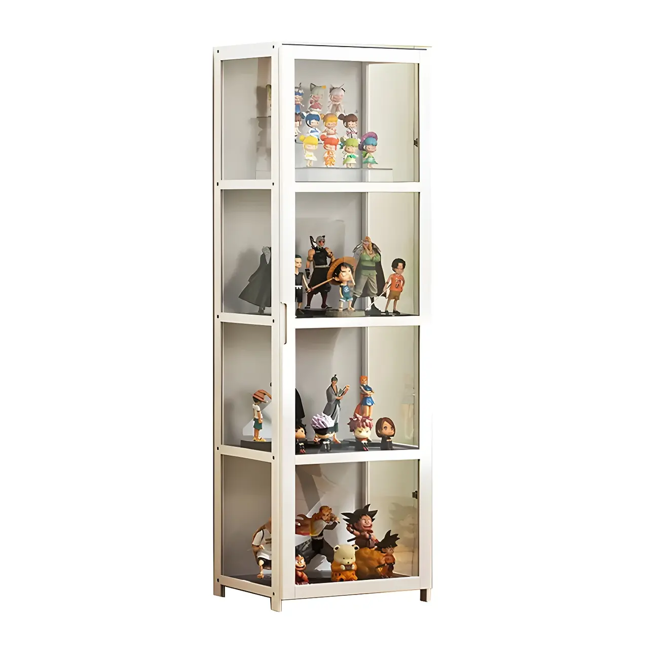 Modern White Bamboo Glass Display Cabinet for Figurines Image - 10 | homeyfad